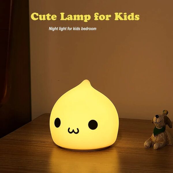 water drop silicon light Night Light for Kids, Cute Lamp Dumpling Light Birthday Gifts for Girls Boys, Kawaii Nightlight Silicone Portable Nursery Battery Powered Animal Night Lights for Baby Toddler Teen Bedrooms - Image 2