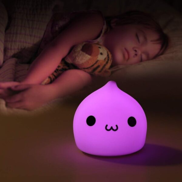 water drop silicon light Night Light for Kids, Cute Lamp Dumpling Light Birthday Gifts for Girls Boys, Kawaii Nightlight Silicone Portable Nursery Battery Powered Animal Night Lights for Baby Toddler Teen Bedrooms - Image 3