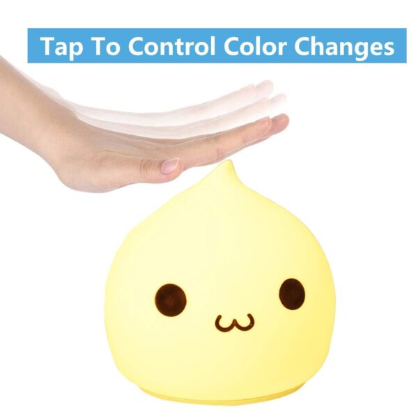 water drop silicon light Night Light for Kids, Cute Lamp Dumpling Light Birthday Gifts for Girls Boys, Kawaii Nightlight Silicone Portable Nursery Battery Powered Animal Night Lights for Baby Toddler Teen Bedrooms - Image 5